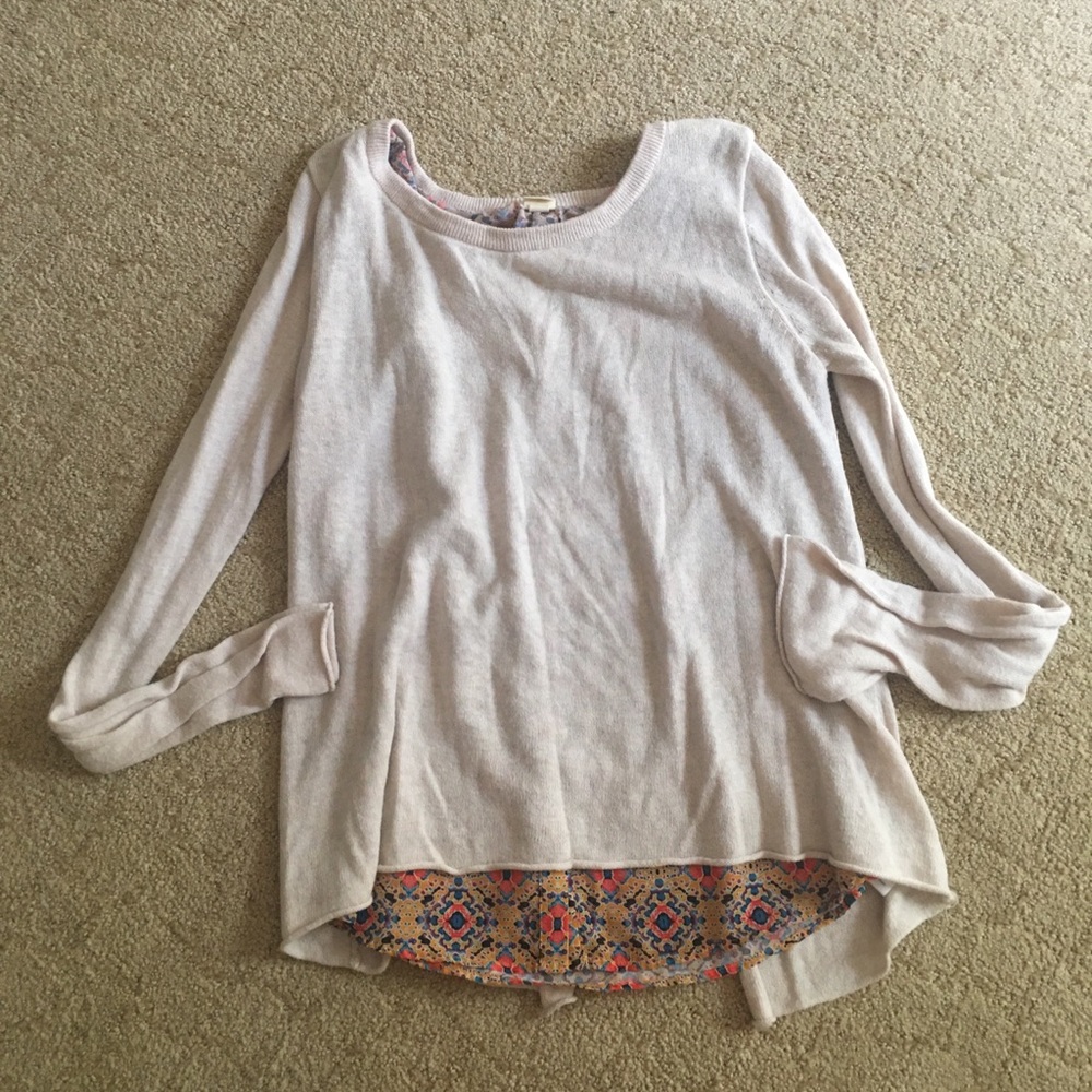 Anthropologie Sweater Split Back Pullover Top - image 1
